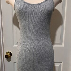 Gray Ribbed Tank Dress